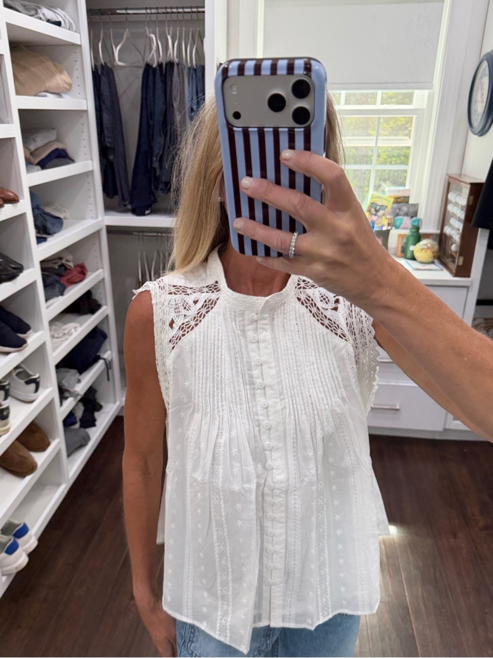 Avara White Lace-Trim Sleeveless Blouse - Classic Women's Top S NWT